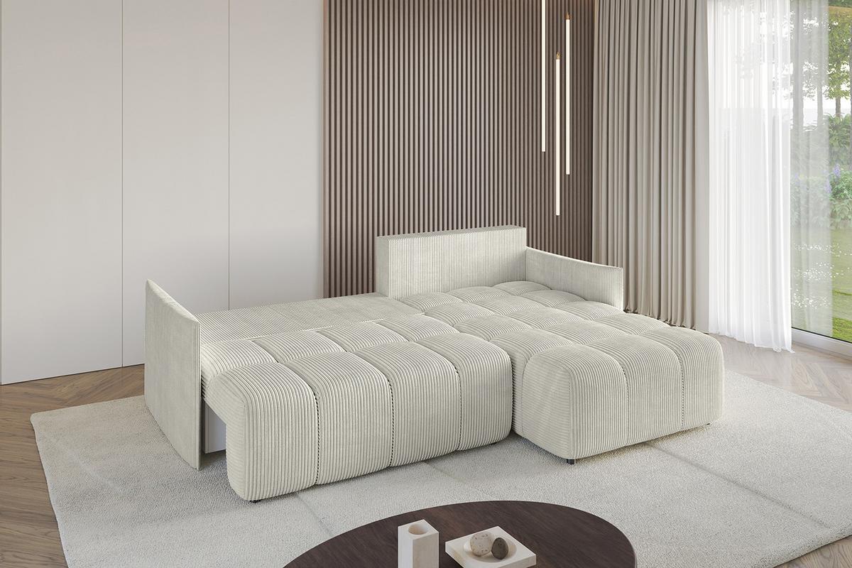 ECKSOFA Ottomane rechts LONLI-L 251x189x68 Creme Cord - Ecru/Creme, Holzwerkstoff/Kunststoff (189/251cm) - ALTDECOR