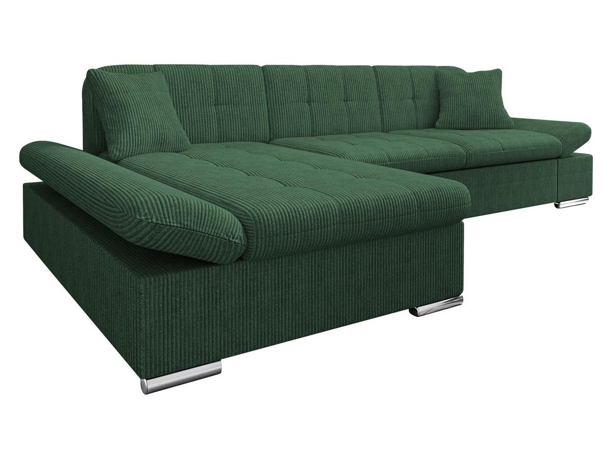 ECKSOFA Malwi Cord, Seite: Links - Dunkelgrün, Holz/Textil (278/161cm) - MIRJAN24