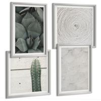 BILDER SET 4er Set - 50x50 cm & 40x60 cm Silberner Rahmen - Sommerliche Texturen aus den Tropen - Silberfarben, Kunststoff (50/50cm) - TULUP