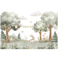 FOTOTAPETE Wald Tiere Grün 150x105 cm - Multicolor, Papier (150/105cm) - Wallarena