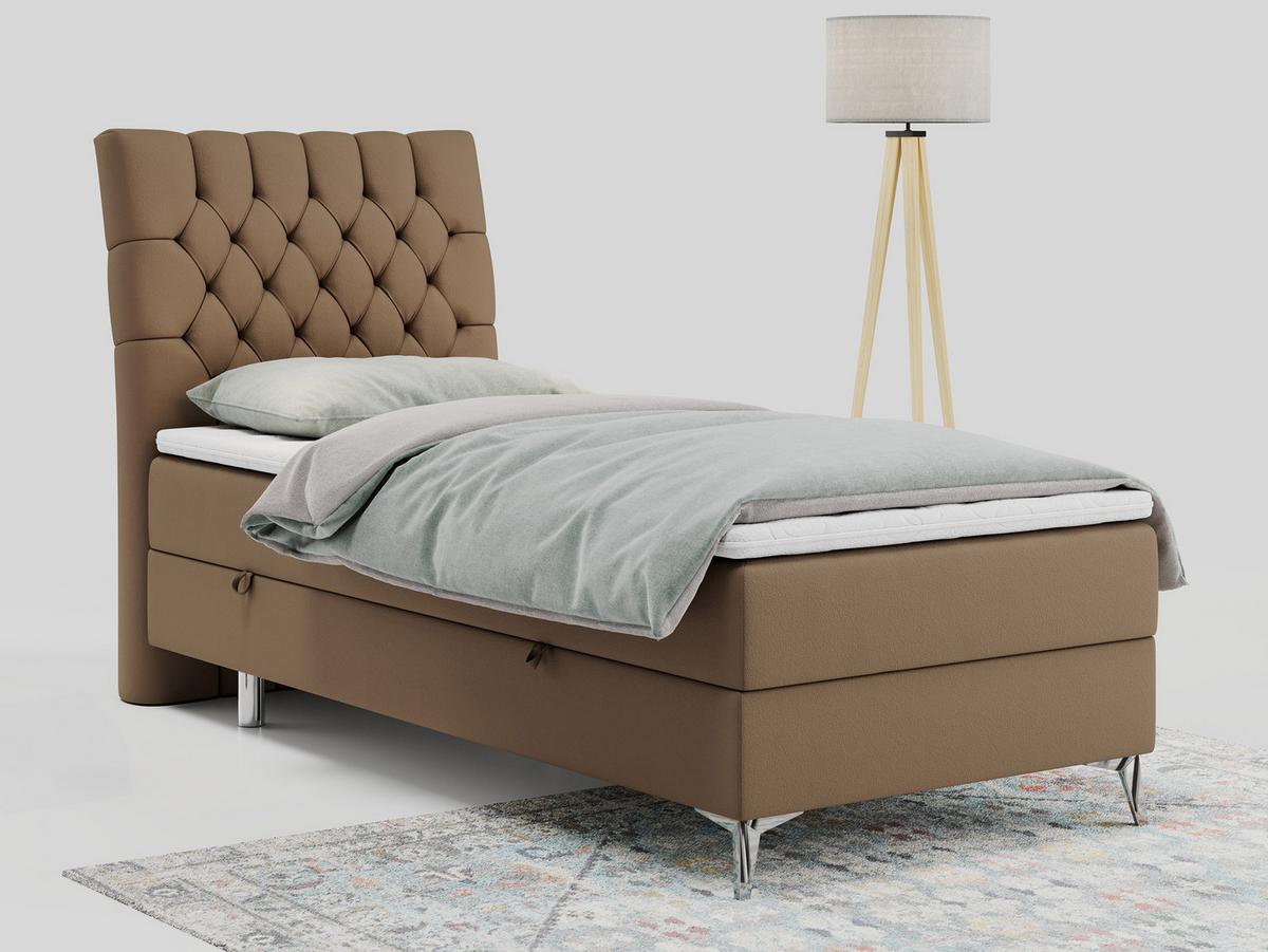 BOXBETT MILEN 90/200 Braun Kunstleder - H3 - Links Seite - Braun, Holz/Textil (90/200cm) - MKS