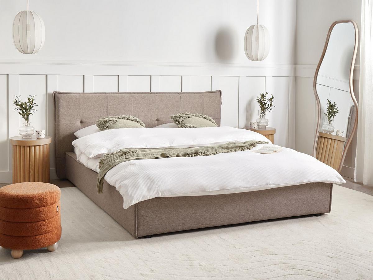 WASSERBETT 160x200 cm Beige Lestre - Taupe, Textil (160/200cm) - Beliani