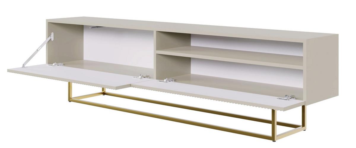 TV-SCHRANK Veldio Graubeige mit offenem Fach und goldenen Metallbeinen 175 cm - Greige/Goldfarben, Holzwerkstoff/Metall (175/46.5/31.6cm) - Selsey
