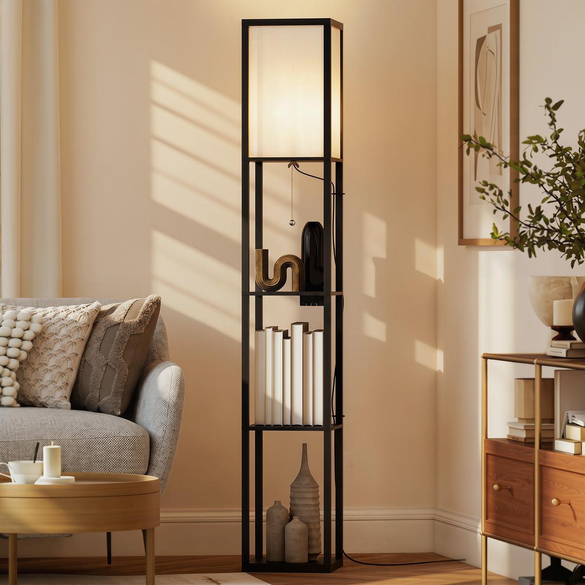 STEHLAMPE Schwarz - Schwarz, Holzwerkstoff (26/26/161cm) - HOMCOM