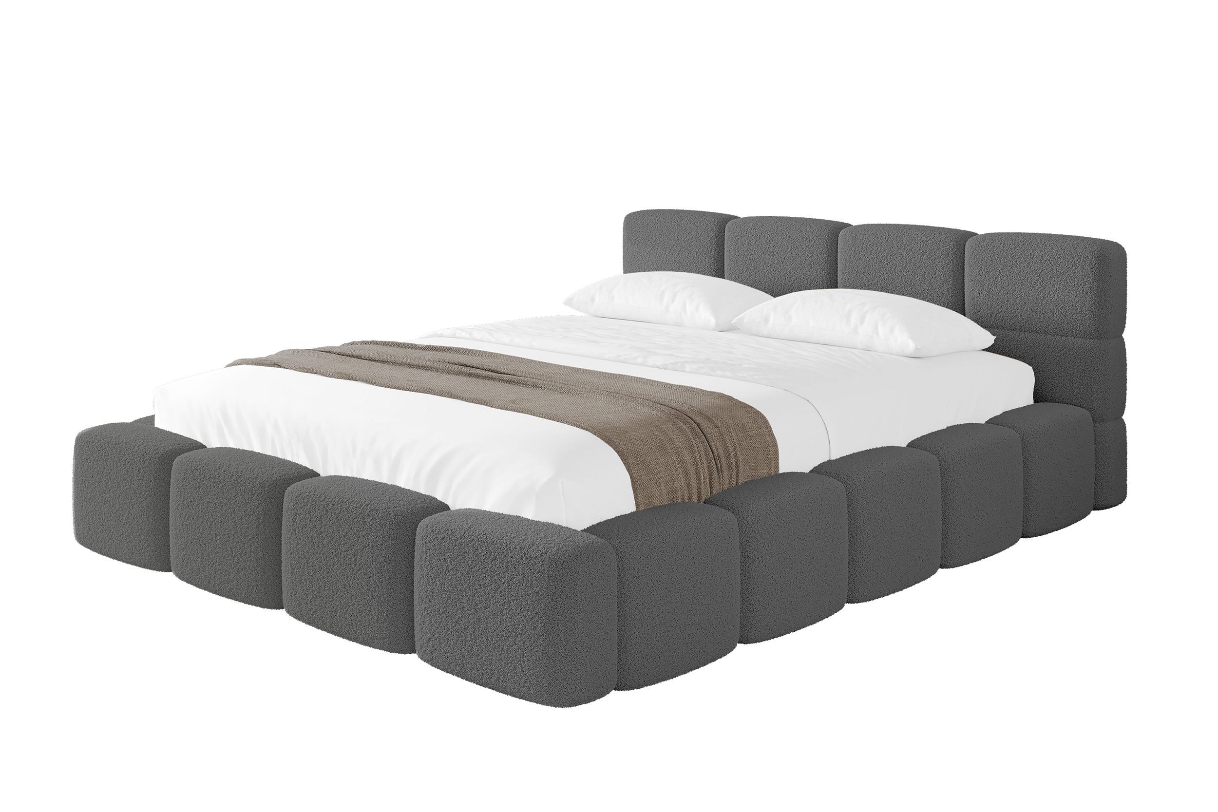 POLSTERBETT mit Bettkasten und Lattenrost, Bett mit Kopfteil, Boxbett ohne Matratze, Doppelbett mit Stauraum - NATA-v1 140x200 Grau - Grau, Holzwerkstoff/Textil (140/200cm) - ALTDECOR