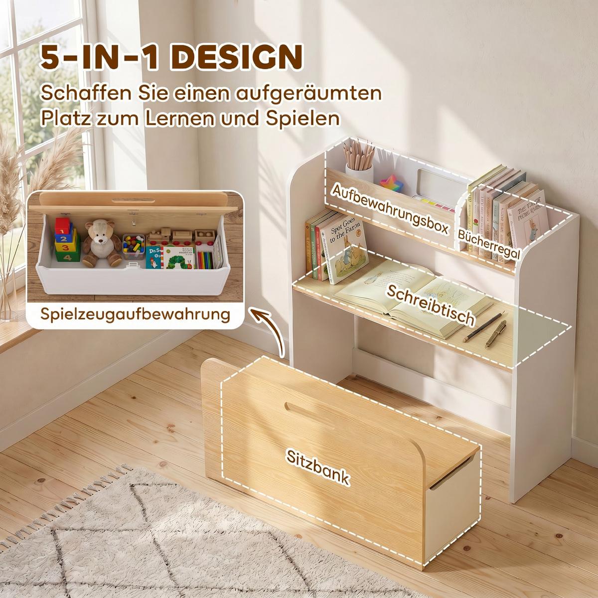 KINDERTISCH-MIT-STUHL 2er Set MDF Weiß - Weiß, Holzwerkstoff (29/80/80cm) - AIYAPLAY