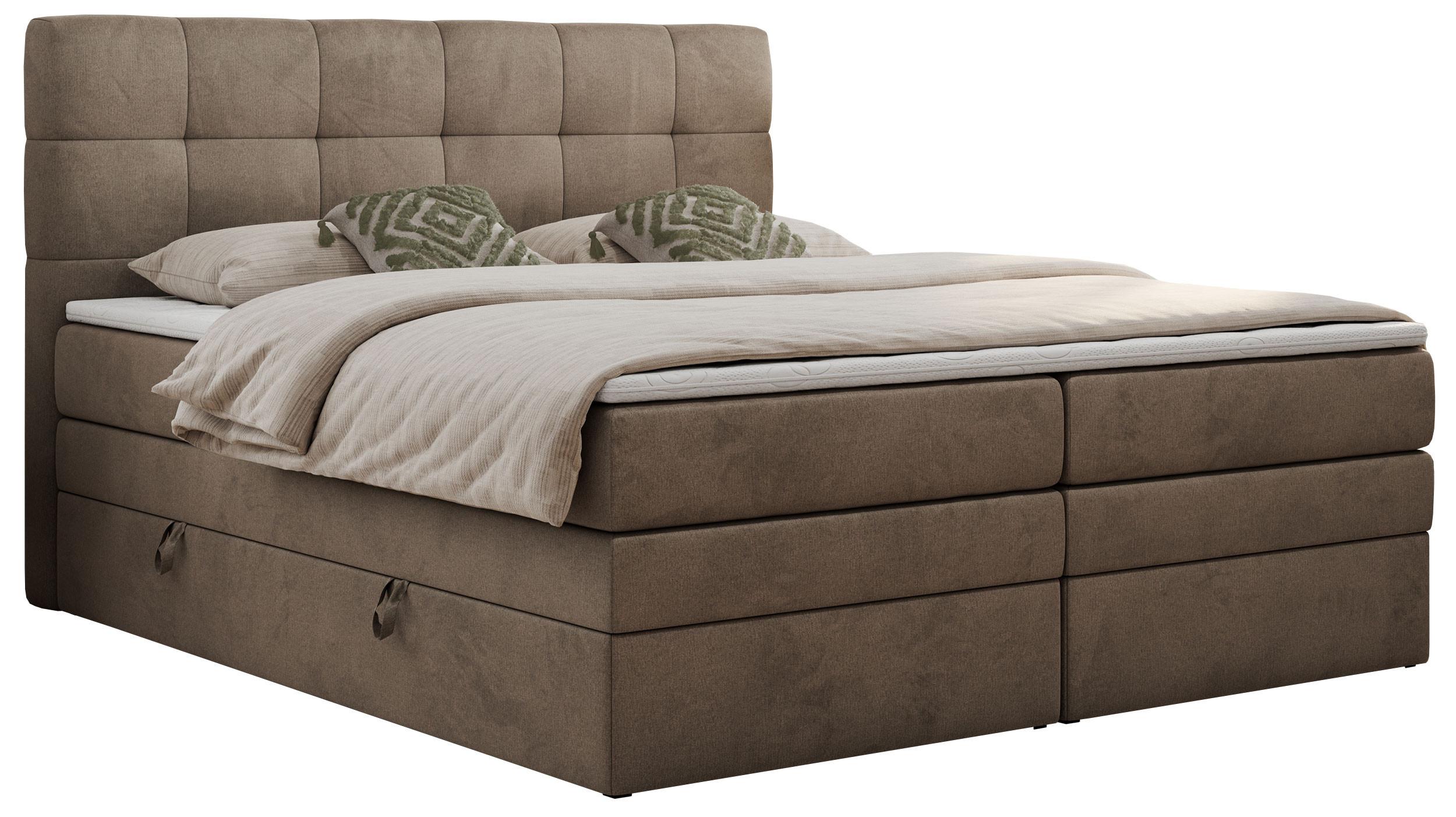 BOXSPRINGBETT LUKA KING 180/200 Braun Velvet - H3 - Braun, Holz/Textil (180/200cm) - MKS