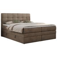 BOXSPRINGBETT LUKA KING 180/200 Braun Velvet - H3 - Braun, Holz/Textil (180/200cm) - MKS