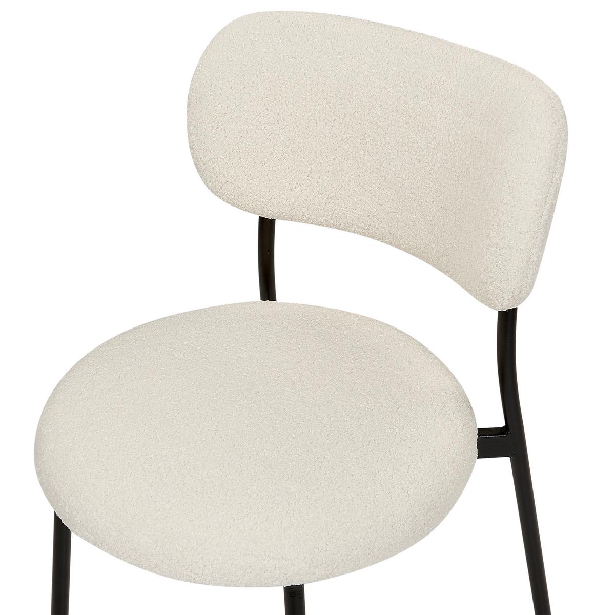 ESSZIMMERSTUHL 2er-Set Bouclé cremeweiß/schwarz Casey - Schwarz/Weiß, Textil (43/76/44cm) - Beliani