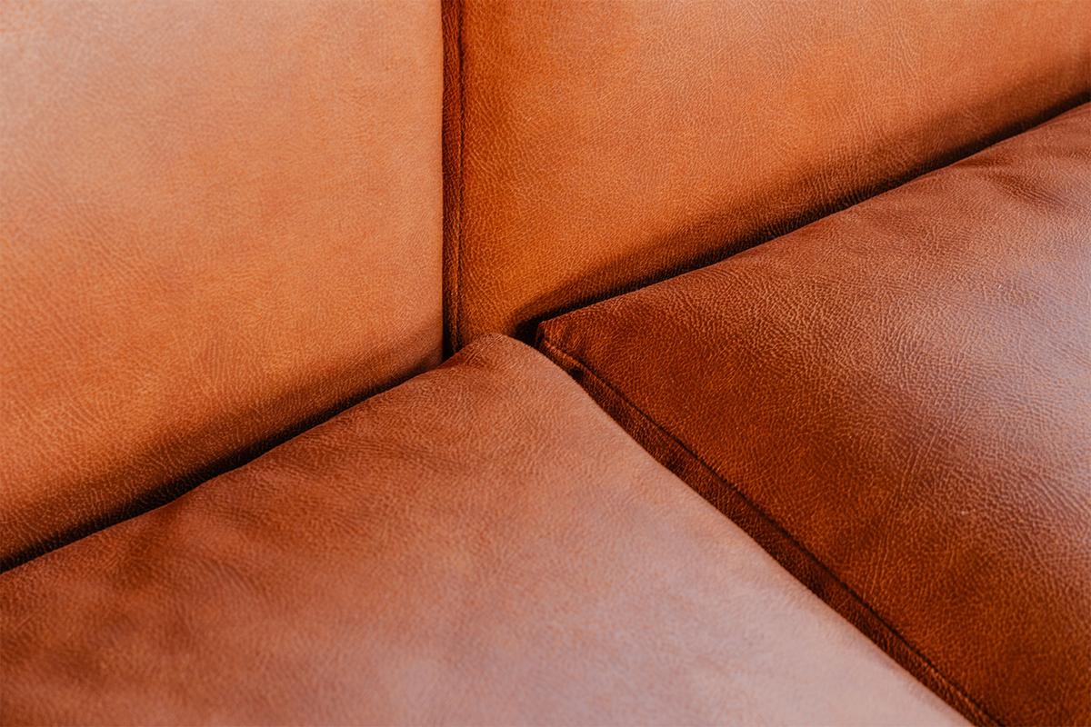 MODULSOFA MIA Braun Lederfaserstoff - Schwarz/Braun, Leder/Kunststoff (418/72/120cm) - KAWOLA