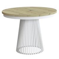 ESSTISCH Lumi, Runder, ausziehbar auf 180 cm, mit Metallbeinen, Weiß+eiche Artisan - Weiß/Eiche Artisan, Holzwerkstoff/Metall (100/100/77cm) - Beautysofa