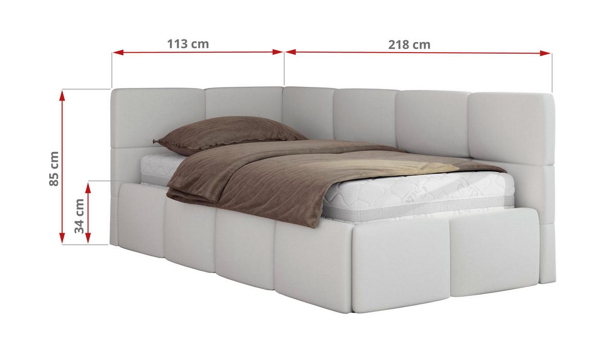 JUGENDBETT ARVO 90/200 - Weiß Kunstleder - Multipocket-Matratze - Links Seite - Weiß, Textil (90/200cm) - MKS