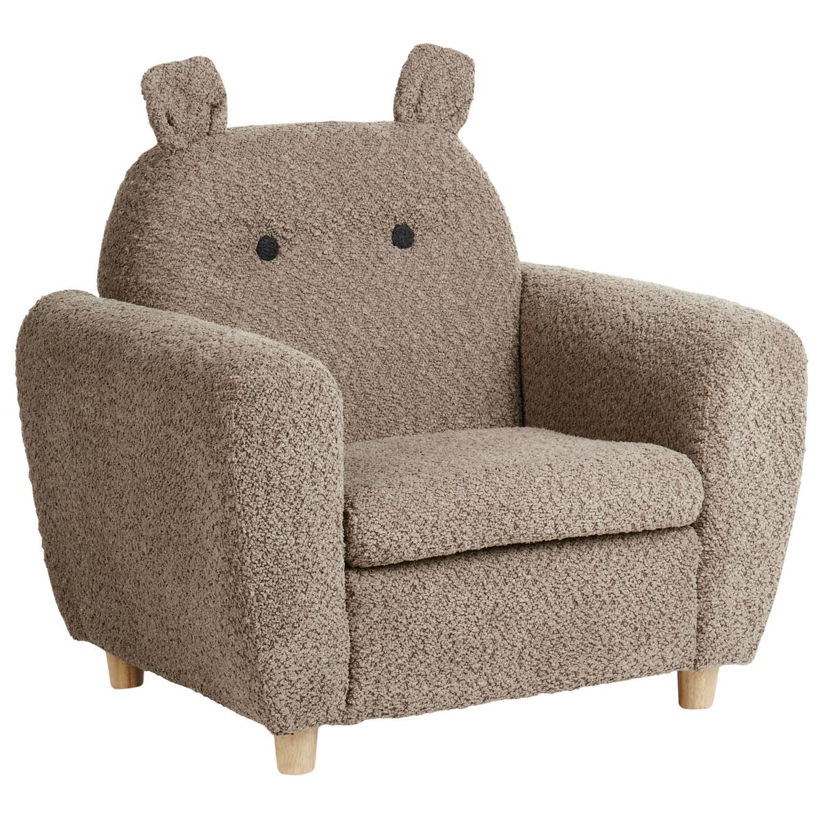 KINDERSESSEL Nilpferd Bouclé Braun Maribo - Braun, Textil (61/59/44cm) - Beliani