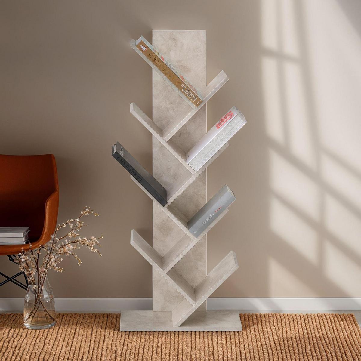 BÜCHERREGAL JULES Betonoptik - Grau, Holzwerkstoff (48/116/23cm) - IDIMEX