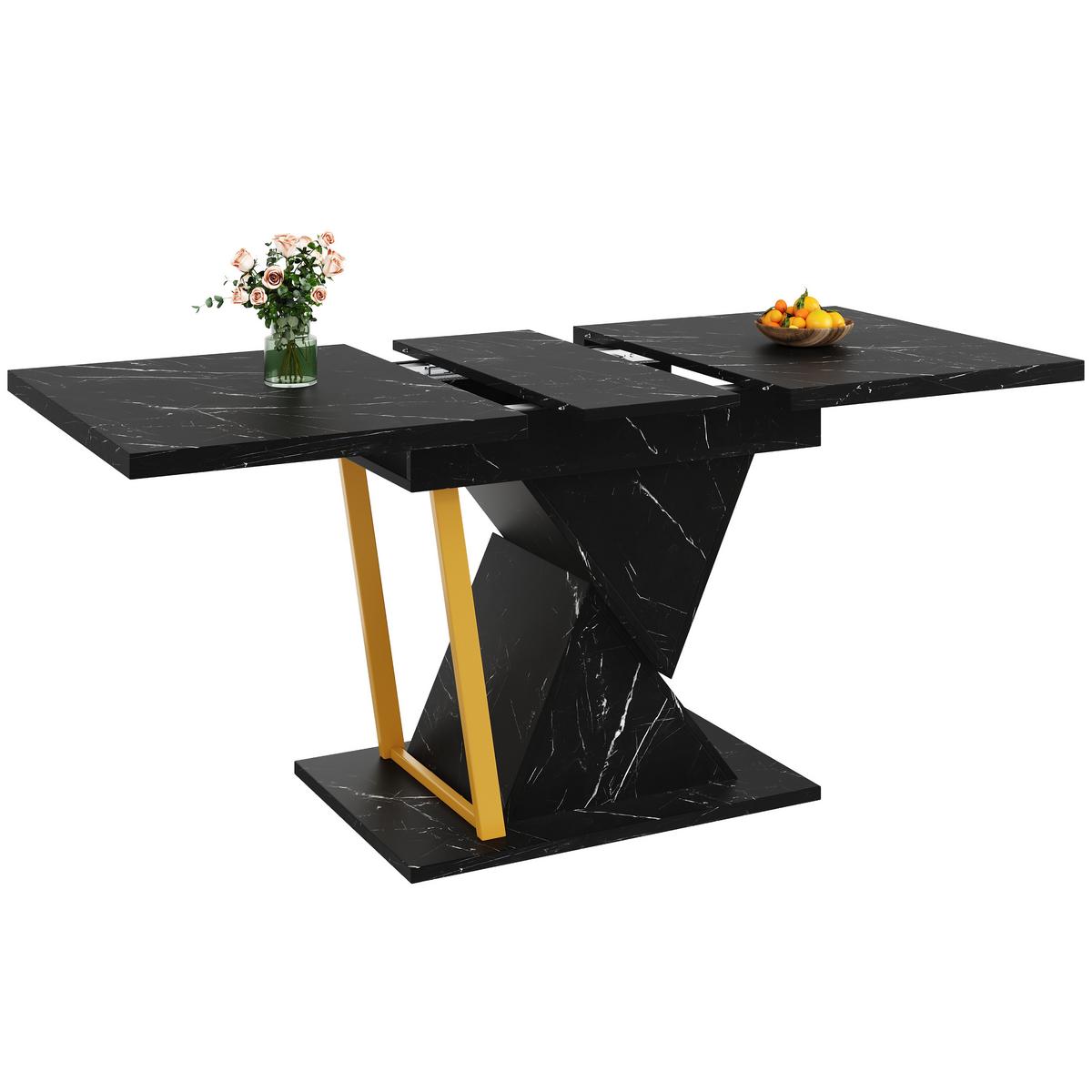 ESSTISCH ausziehbar 110–140 cm in Schwarz Marmor-Optik - Sonoma Eiche, Holzwerkstoff (80/110/76cm) - Urban Meuble