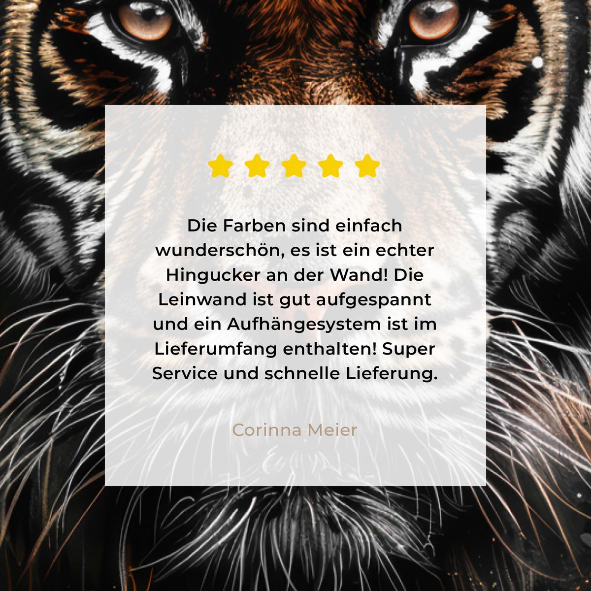 LEINWANDBILD Tiger - Tiere - Porträt - Luxus - Schwarz Deko Groß 90x140 cm - Anthrazit, Textil (90/140cm) - MuchoWow
