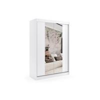 KLEIDERSCHRANK mit Spiegel-Schiebetüren und Aluminium-Leisten - LUZO - 120 cm Weiß - Weiß, Holzwerkstoff (120/216/61cm) - ALTDECOR