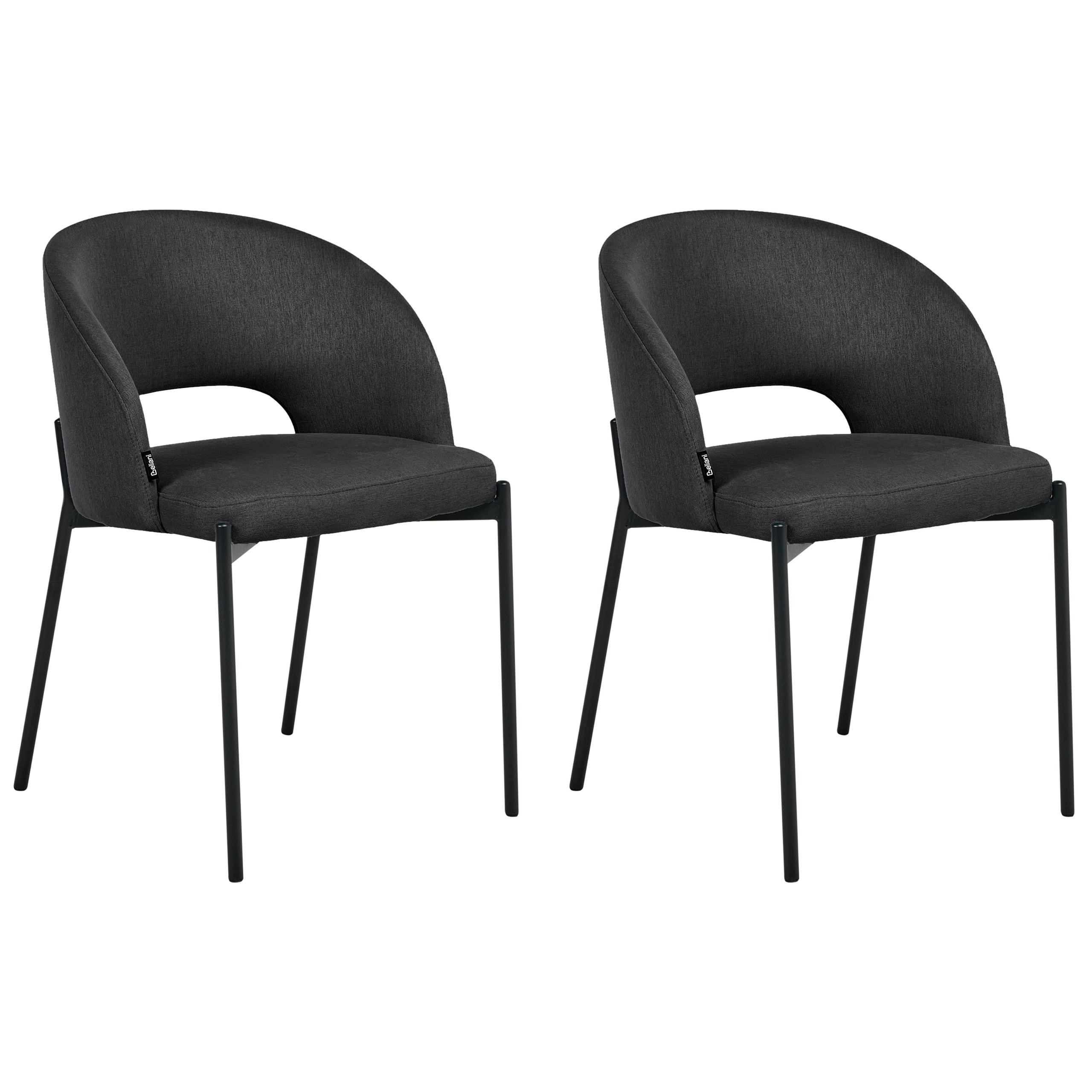 ESSZIMMERSTUHL 2er-Set Stoff Schwarz Penny - Schwarz, Textil (46/76/50cm) - Beliani