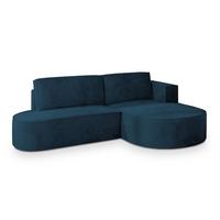 ECKSOFA CORTIO M R-S Blau Velours-Stoff mit Schlaffunktion - Blau/Grau, Holz/Kunststoff (265/174cm) - MASSENO