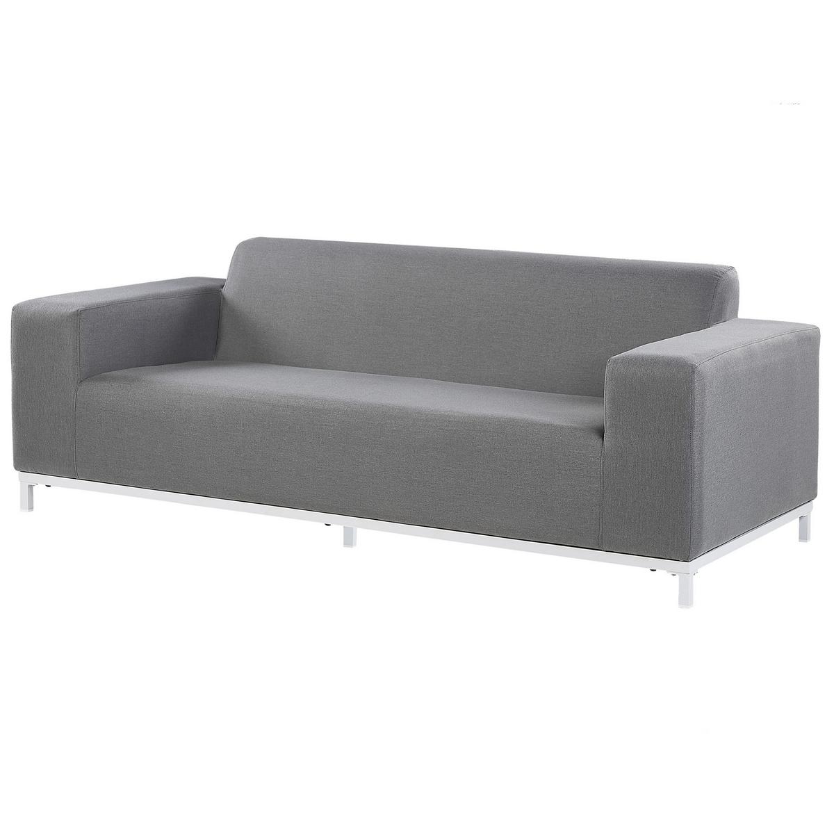 GARTENSOFA 3-Sitzer grau/weisses Gestell Rovigo - Weiß/Grau, Textil (182/66/84cm) - Beliani