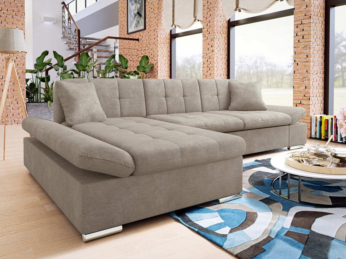 ECKSOFA Malwi, Seite: Links - Taupe, Holz/Textil (278/161cm) - MIRJAN24