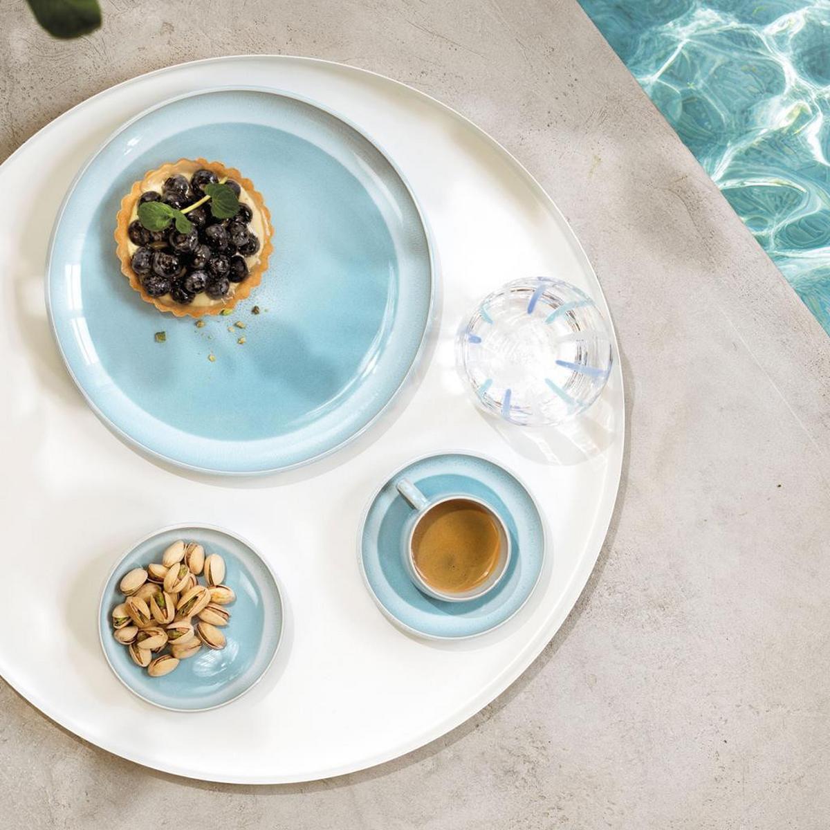 ESPRESSOTASSEN MIT UNTERTASSEN Perlemor Aqua blau 60 ml 6er Set - Blau, Keramik (12/6.5/12cm) - like.Villeroy & Boch