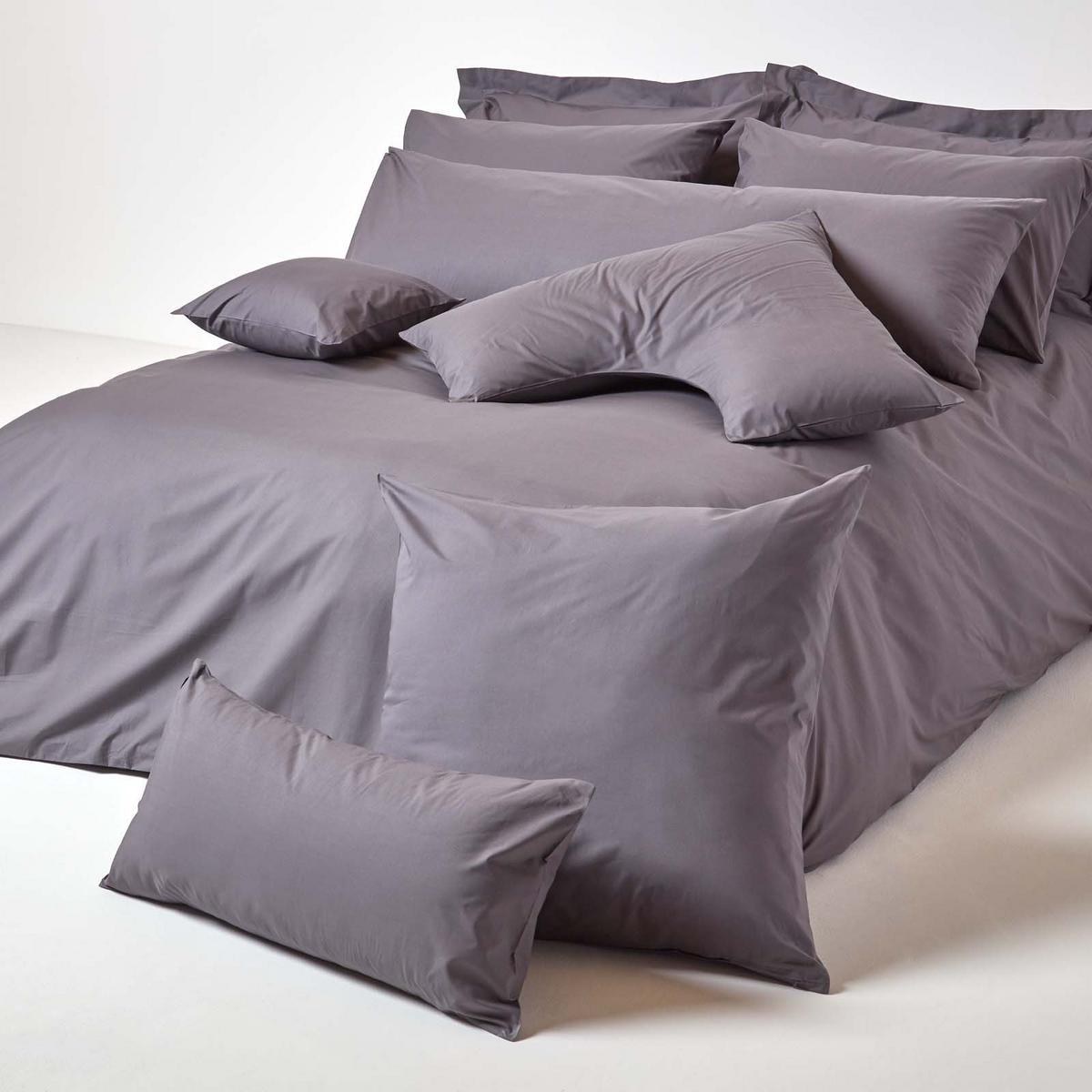KISSENBEZUG für V-Form-Kissen, Perkal, Fadendichte 200 - Dunkelgrau, Textil (38/76cm) - Homescapes