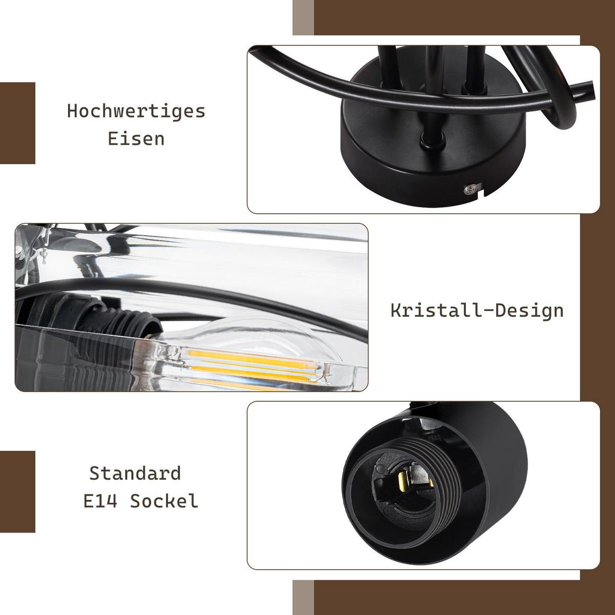 DECKENSTRAHLER Leonardo 3-flammig 40/20.5/20.5cm - Schwarz, Metall (40/20.5/20.5cm) - Nettlife