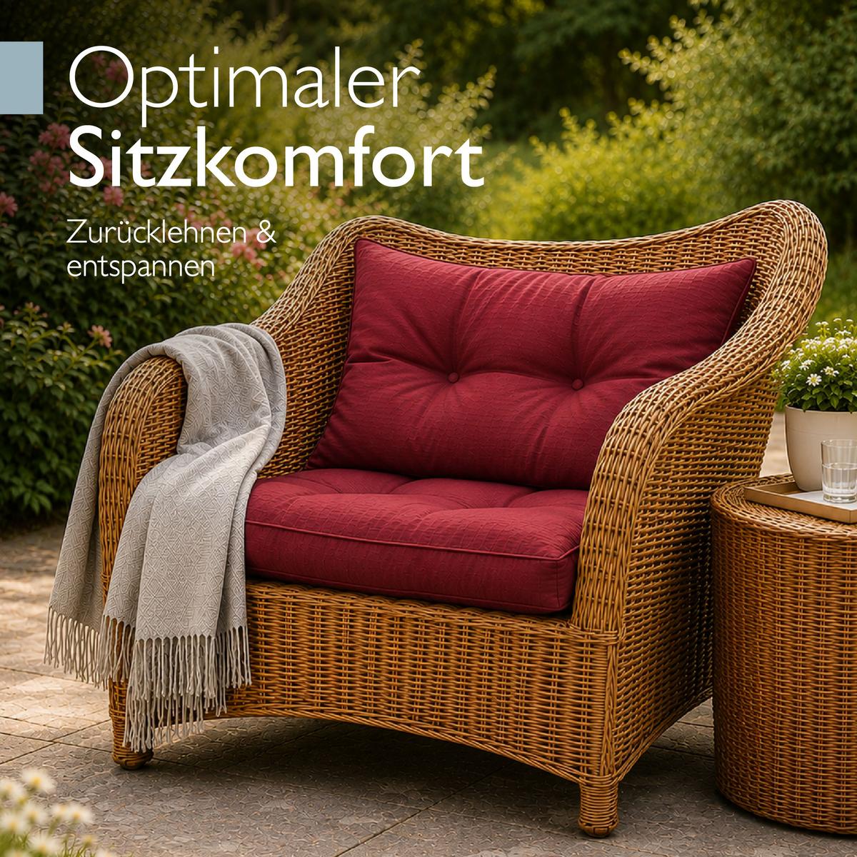 LOUNGEKISSEN Xluna Sitz 40x40x10cm mit Rücken 50x40x12cm Rot (2tlg) - Rot, Textil (40/50cm) - Beautissu 