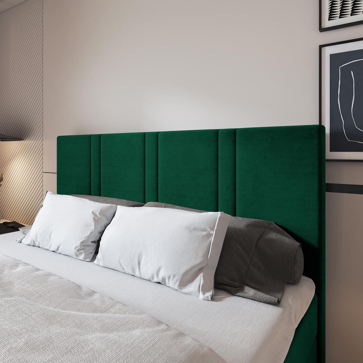 BOXBETT COMOZA 200x200 cm mit Matratze und Topper, H2+H3 - Grün - Grün, Holz (200/200cm) - MASSENO