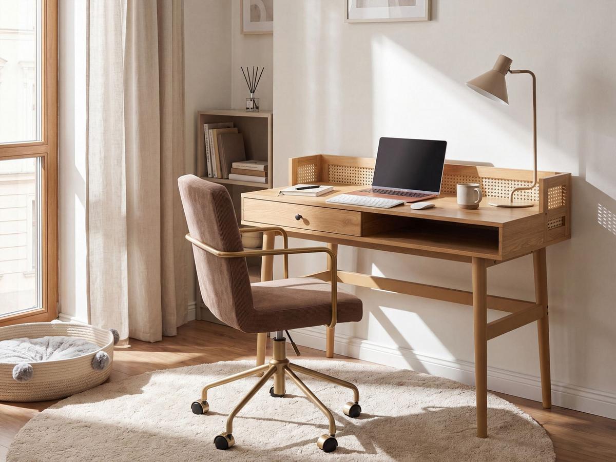 SCHREIBTISCH Hellbraun 120/60 cm Noven - Hellbraun, Holzwerkstoff (60/120/87cm) - Beliani