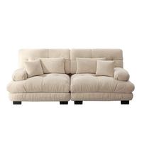 2-SITZER-SOFA aus chenille wolken-design & massivholzrahmen - Beige, Textil (77/81/220cm) - Urban Meuble