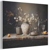 AKUSTIKBILD Stilleben - Blumen - Blumenstrauß - Vase - Wein Wanddeko 70x50 cm - Schwarz, Kunststoff (70/50/0.9cm) - MuchoWow
