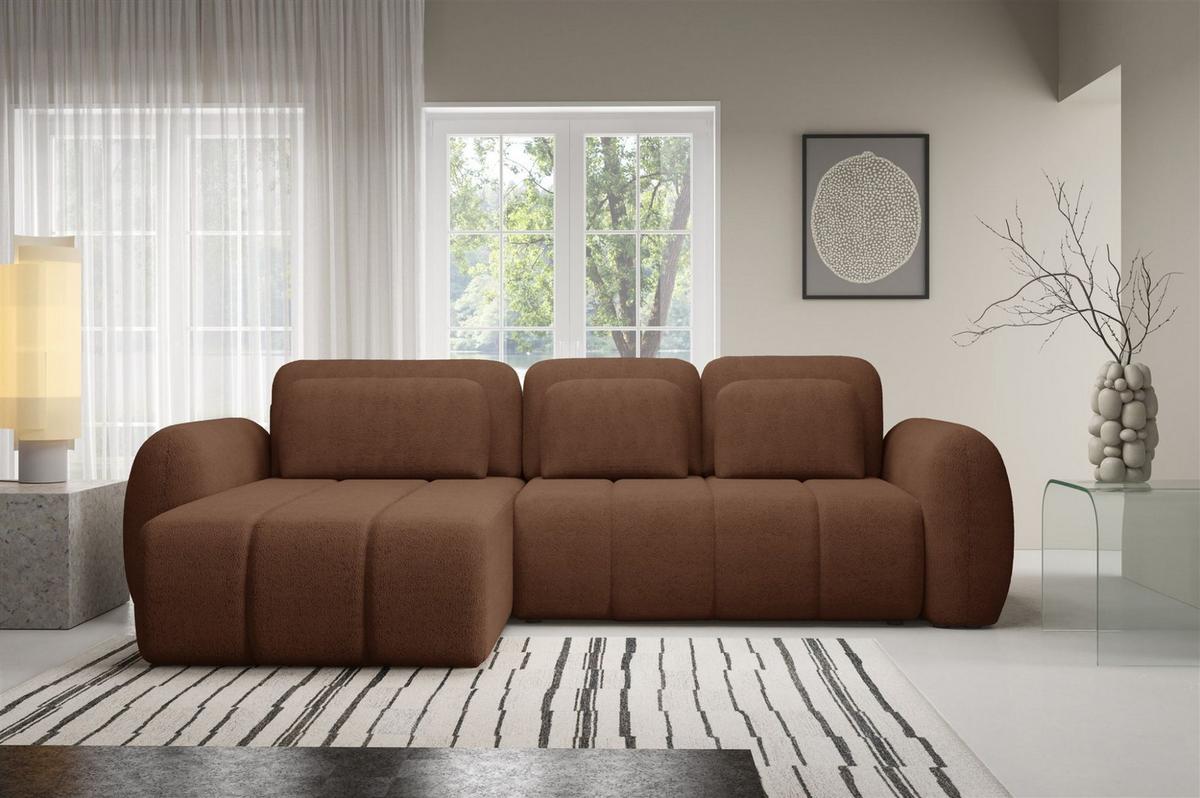 ECKSOFA Caria Mit Schlaffunktion - Rotbraun, Holzwerkstoff/Textil (304/190cm) - Fun Möbel
