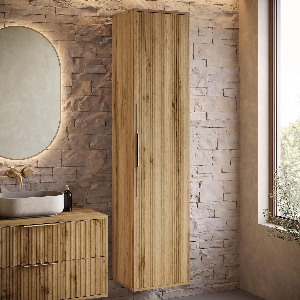 HOCHSCHRANK Badezimmerschrank Rimini mit 1 Tür Eiche - 38 x 33 x 170 cm - Eichefarben, Holz (38/170/33cm) - Badplaats