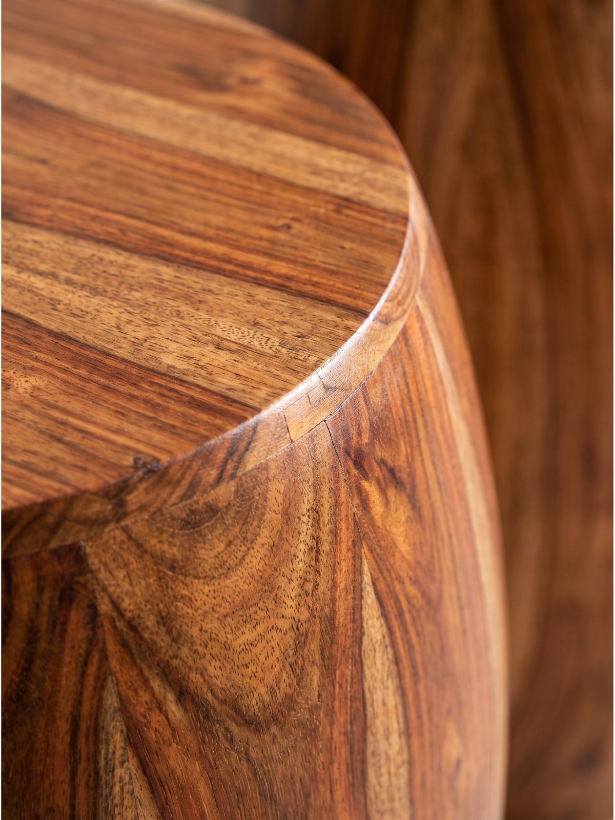 BEISTELLTISCH ANTEQUERA, Dunkles Massivholz, Ø 30 x 45 cm - Braun, Holz (30/30/45cm) - KADIMA DESIGN