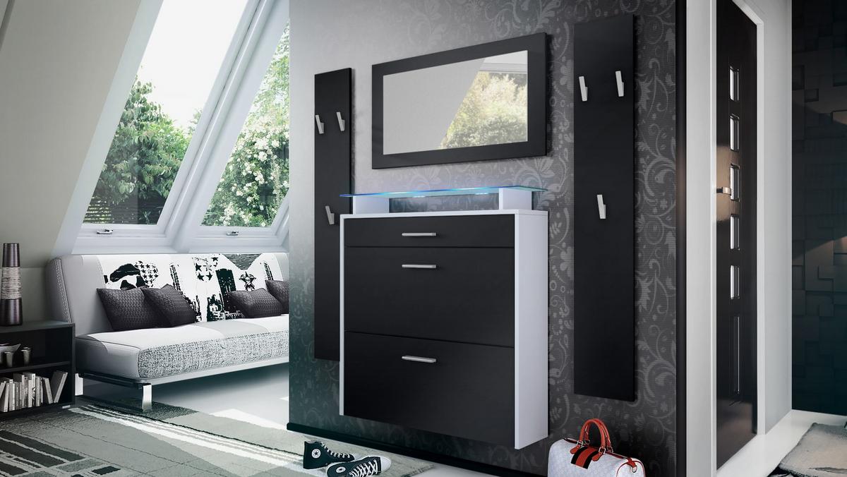 GARDEROBE Malea Front in Schwarz matt - Schwarz, Holzwerkstoff (180/180/23cm) - Vladon