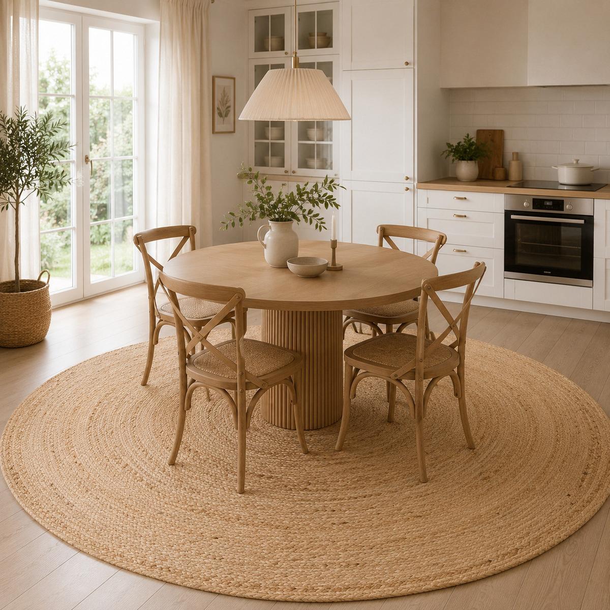 NATURFASER TEPPICH JUTE SALSA NATUR RUND - Beige, Textil (100/100cm) - Pergamon