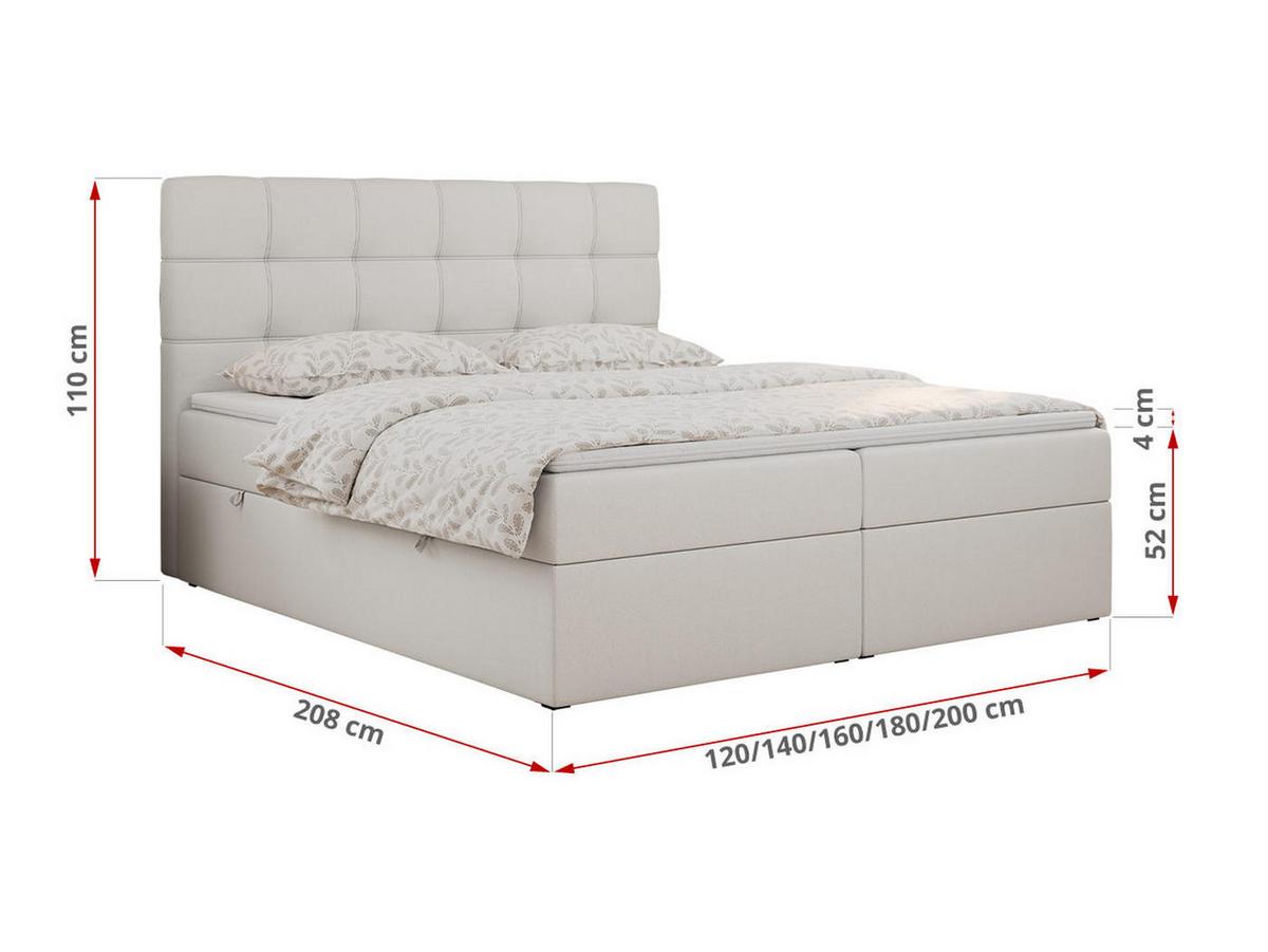 BOXBETT ERNI 160/200 - Weiß Kunstleder - H3 - Weiß, Holz/Textil (160/200cm) - MKS