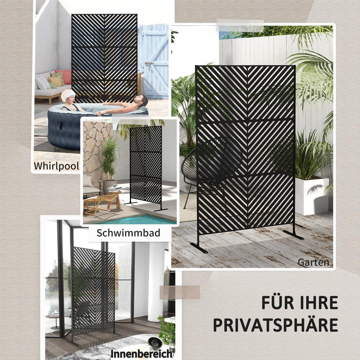 GARTENSICHTSCHUTZ, Stahl, Schwarz - Schwarz, Metall (45/198cm) - Outsunny