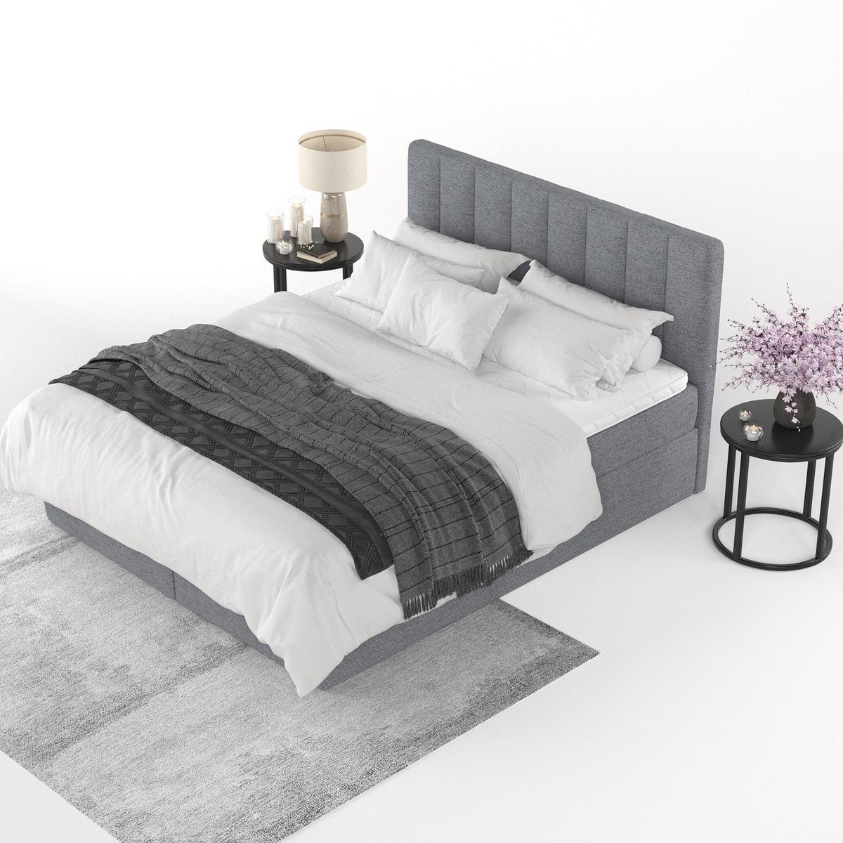 BOXBETT Lusso 160/200 cm Grau im Neve Stoff - Schwarz/Grau, Holz/Holzwerkstoff (160/200cm) - AltaBeds