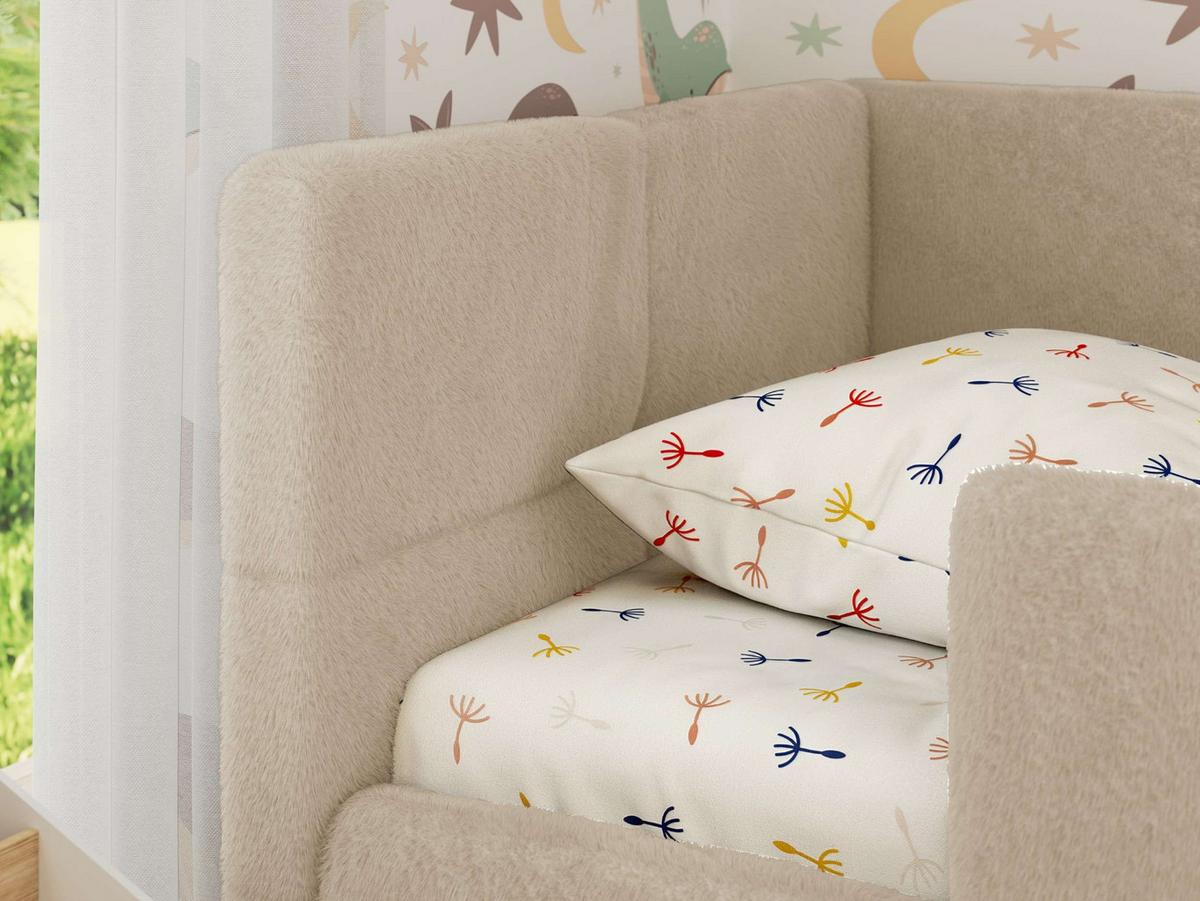 POLSTERBETT ARVO ALTA 90/200 - Creme Plüsch - Ohne Matratze - Links - Beige, Textil (90/200cm) - MKS