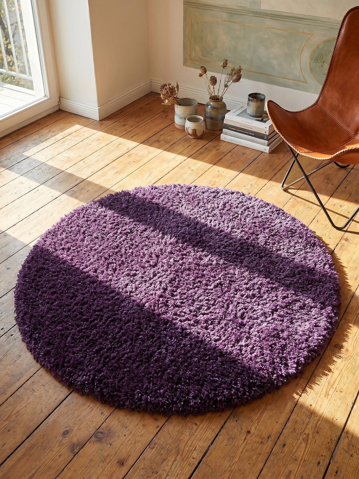 HOCHFLORTEPPICH SALZACH, einfarbig, aus Polypropylen, Violett, Ø 160 cm - Lila, Textil (160/160cm) - KADIMA DESIGN