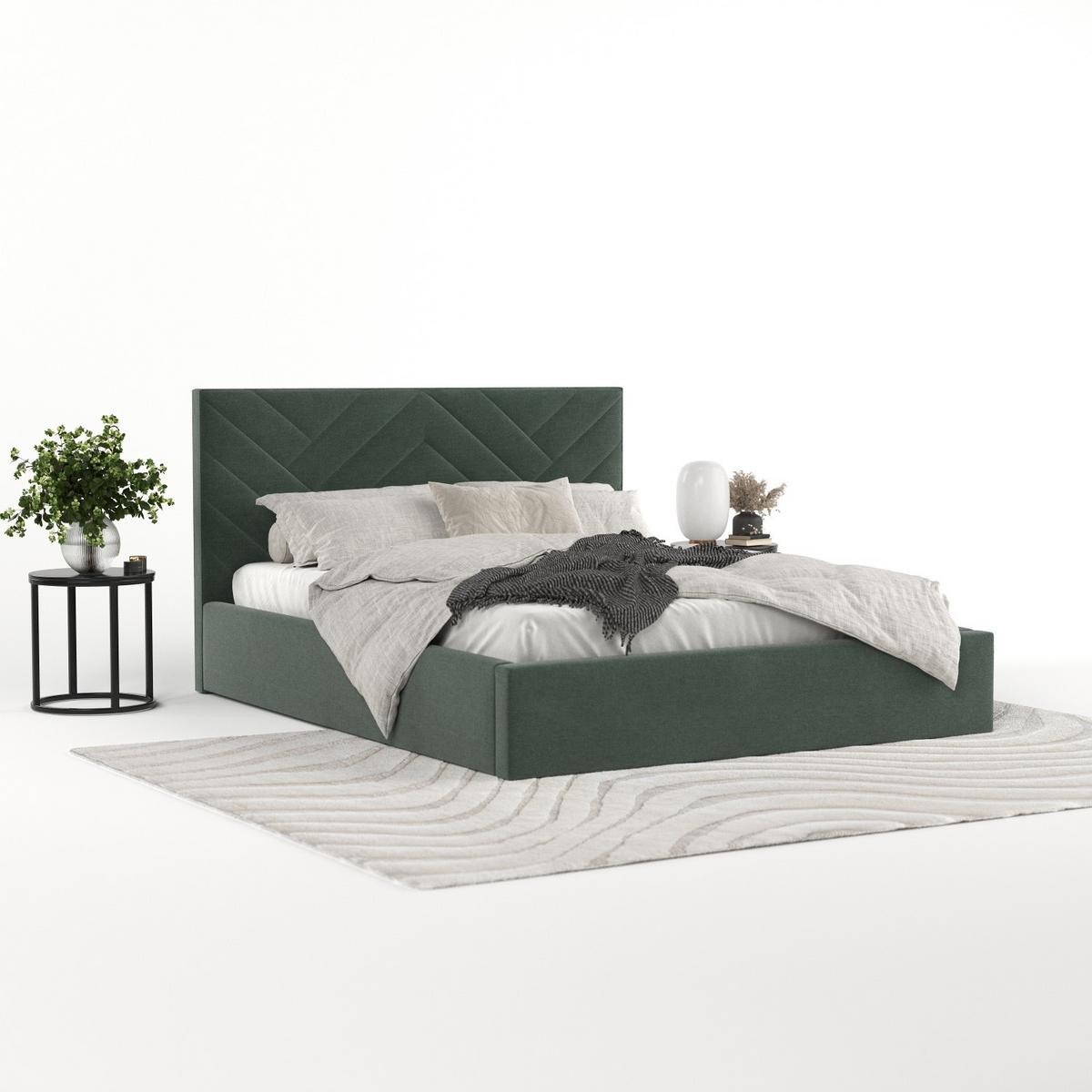 POLSTERBETT Arco 180/200 cm Grün im Asti Stoff - Schwarz/Naturfarben, Holz/Holzwerkstoff (180/200cm) - AltaBeds