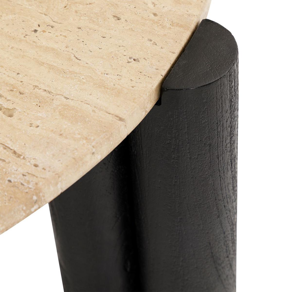 COUCHTISCH TAPTI beige/schwarz - Beige/Schwarz, Holz/Naturmaterialen (80/80/35cm) - IDIMEX
