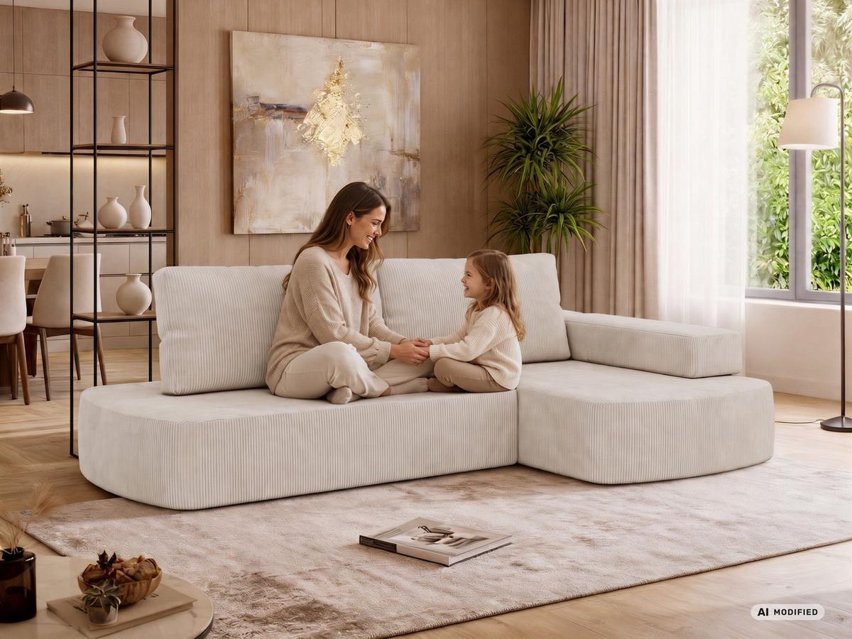 ECKSOFA LIRENA L Cord Grau - Links - Grau, Textil (160/260cm) - MKS