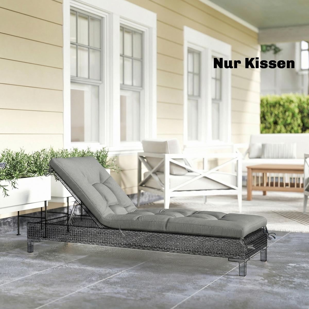 SITZKISSEN aus Polyester & PP-Baumwolle Hellgrau - Hellgrau, Textil (65/13/198cm) - Outsunny