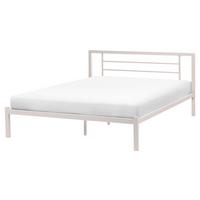 BETT mit Lattenrost 160/200 Stahl Hellbeige Cusset - Beige, Metall (160/200cm) - Beliani