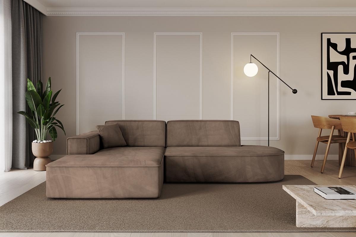 ECKSOFA Ottomane Links IREA-L1-v4 - 232x165x77 cm Braun - Braun, Holzwerkstoff/Textil (232/165cm) - ALTDECOR