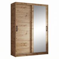 SCHWEBETÜRENSCHRANK Hela mit 2 Türen. 120 cm, eiche Artisan - Eiche Artisan, Holzwerkstoff (120/205/60cm) - Beautysofa